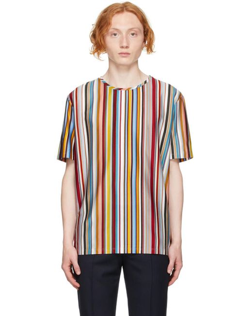 Paul Smith コットン マルチカラー シグネチャ ストライプ T シャツ メンズ Lyst