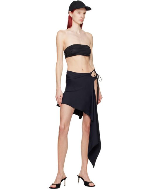 The Attico Black Asymmetric Miniskirt