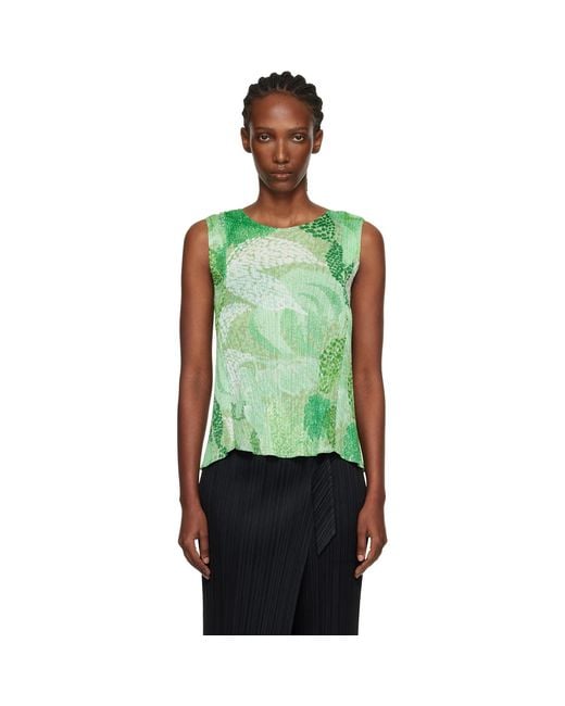 Pleats Please Issey Miyake Green Foggy Forest Top