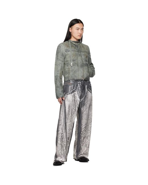 DIESEL Gray Cotton-Hemp Satin Denim Jacket for men