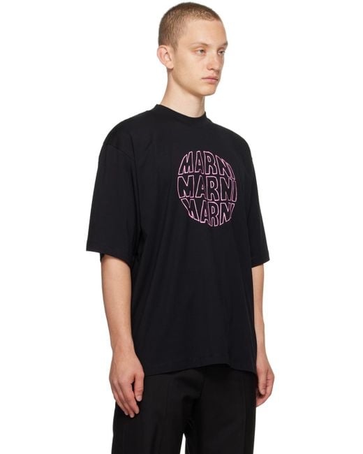 Marni Black Circular T-shirt for men