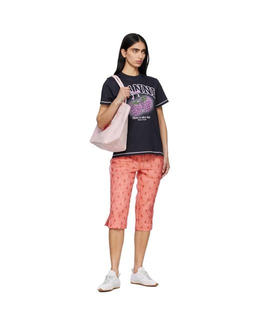Ganni Pink Trapeze Strawberry Shopper Tote