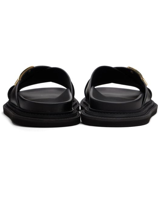 Moschino Black Logo Plaque Sandals for men