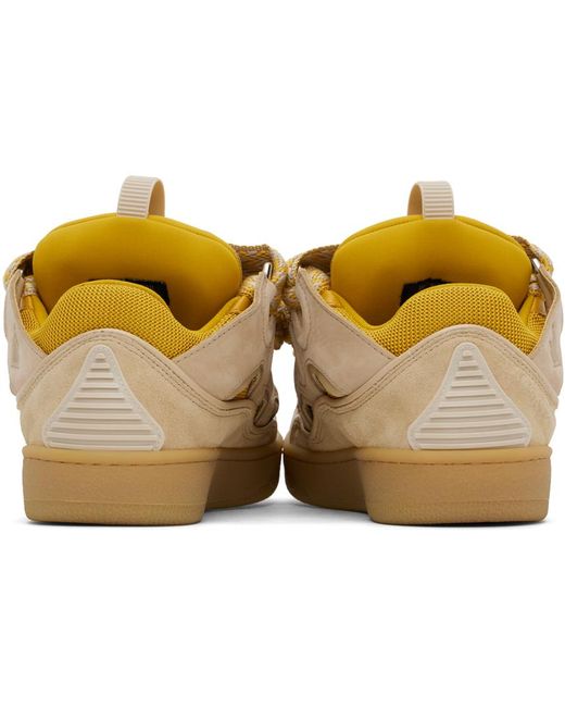 Lanvin Black Ssense Exclusive Beige & Yellow Curb Sneakers