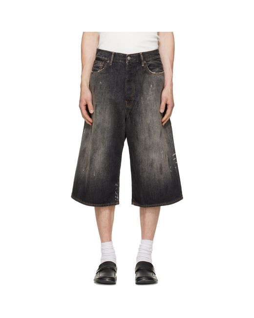Acne Gray Faded Denim Shorts for men