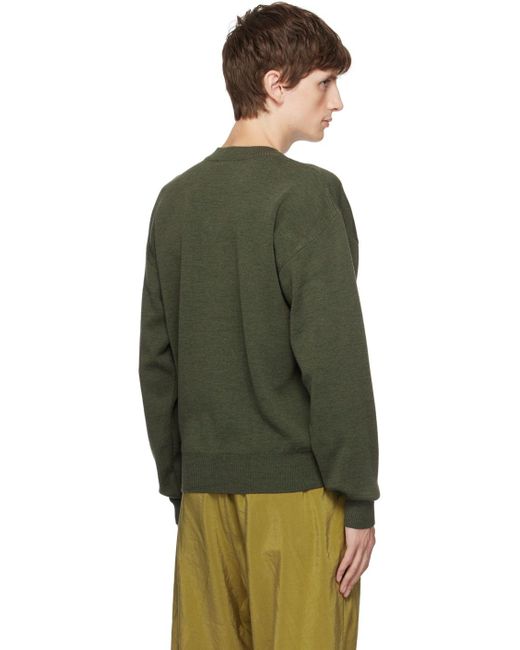 Lemaire Green V-neck Sweater for men