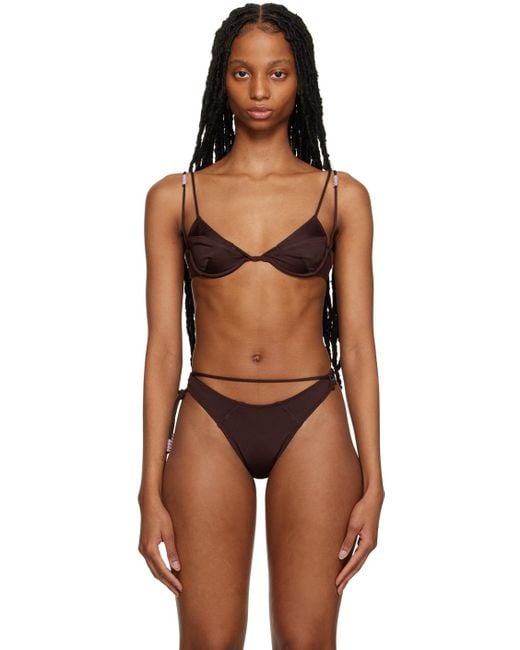 Jacquemus Black Brown 'le Haut De Maillot Barco' Bikini Top
