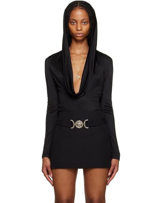 Versace Black Hooded Bodysuit