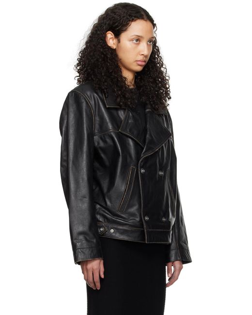 Blouson surdimensionné noir en cuir Victoria Beckham en coloris Black