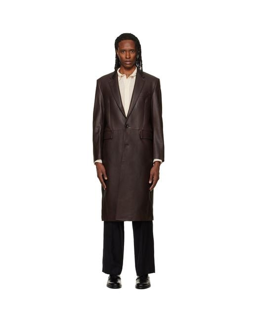 TONYWACK Black Lambskin Leather Single Coat for men