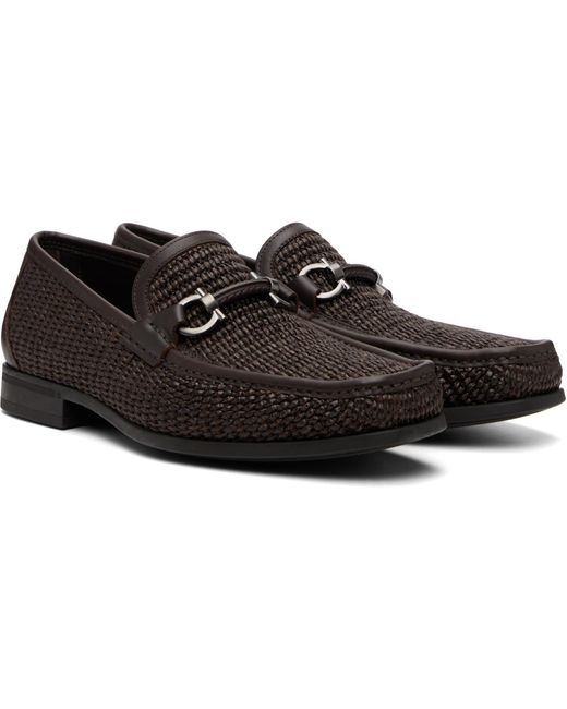 Ferragamo Black Gancini Ornament Loafers for men