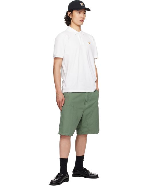 Carhartt White Chase Pique Polo for men