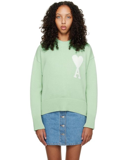 AMI Green Ami De Cœur Sweater