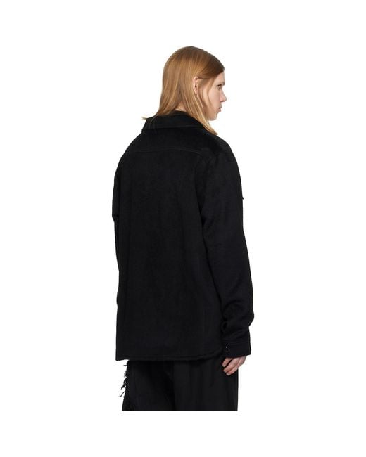 Det Blev Sent Black Alpaca Wool Shirt for men
