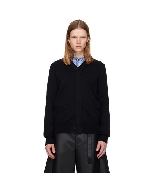 Sacai Black Cotton Cashmere Knit Cardigan for men