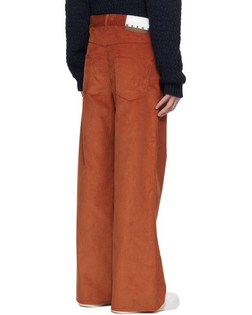 Marni Multicolor Orange Flared Trousers for men