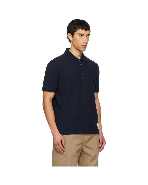 Thom Browne Blue Classic Pique 4-Bar Polo for men