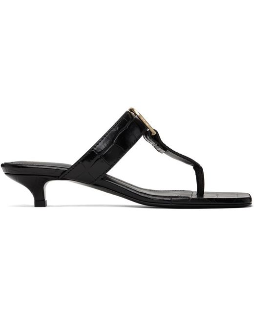 Totême  Toteme Black 'the Belted Croco' Heeled Sandals