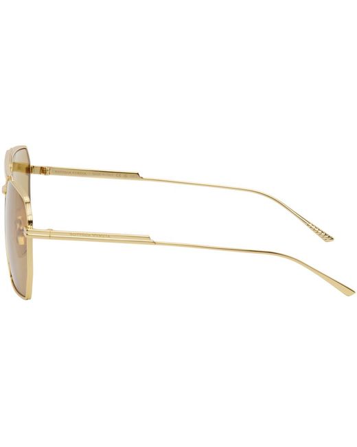 Bottega Veneta Black Gold Aviator Sunglasses