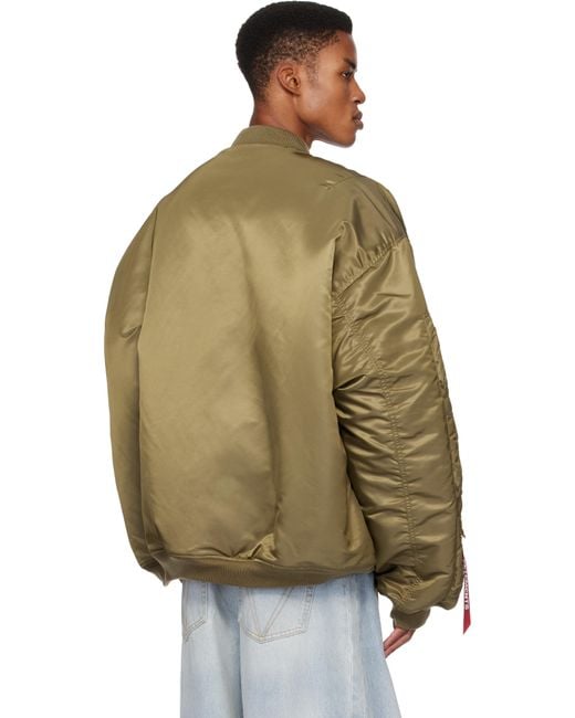 Vetements Green Khaki Alpha Industries Edition Cargo Reversible Bomber Jacket for men
