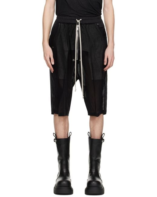 メンズ Rick Owens ブラック Hollywood Bela Pods ショートパンツ Black