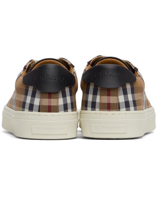 Burberry Black Check Canvas & Calfskin Sneakers for men