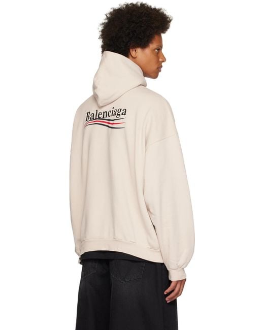 Balenciaga Natural Beige Political Campaign Hoodie for men