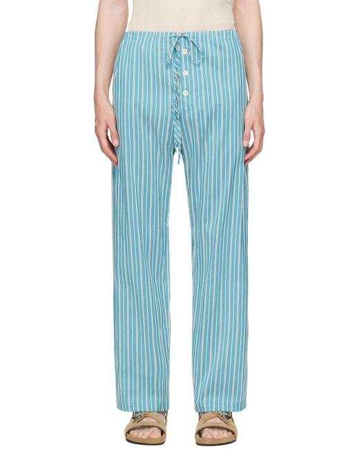 Bode Blue Shore Stripe Trousers for men