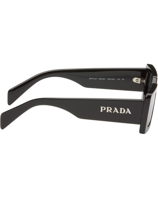 Prada Gray Rectangle Acetate Script Logo Sunglasses