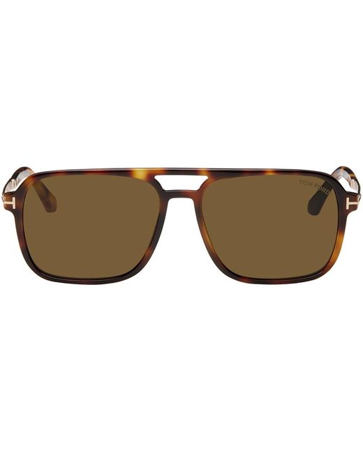 Tom Ford Black Tortoiseshell Crosby Sunglasses for men