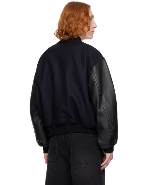 Studio Nicholson Blue Alph Leather Bomber Jacket for men