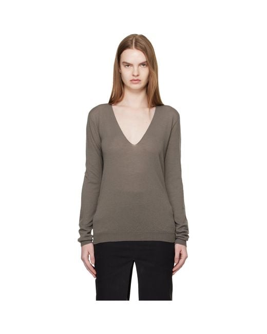 Rick Owens Black Temple V Neck Pull Sweater