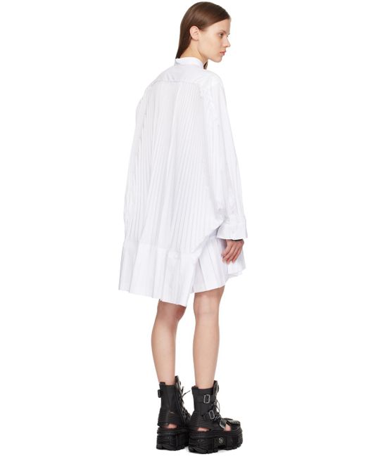 Robe courte blanche à plis Junya Watanabe en coloris Black