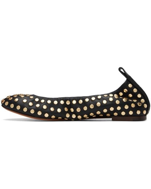 Lanvin Black Studs Leather Ballerina Flats