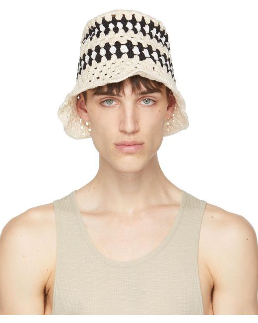 Amiri Cotton Off-white Crochet Bucket 