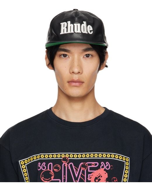 Rhude Blue Logo Leather Cap for men