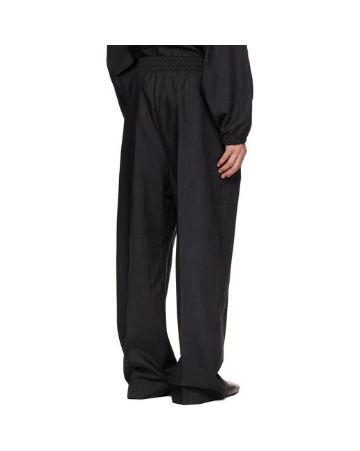 Fear Of God Black Striped Wool Wide Leg Drawstring Trousers for men