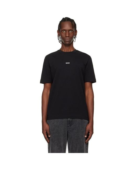 Boss Black Contrast Logo Stretch-Cotton T-Shirt for men