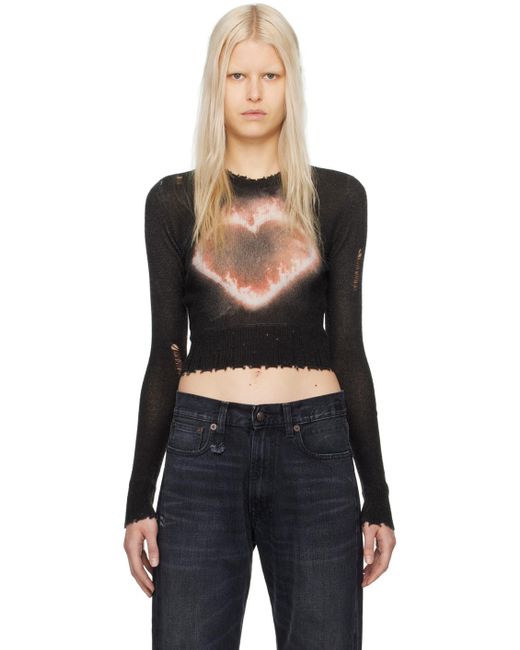 R13 Black Flaming Heart Baby Sweater