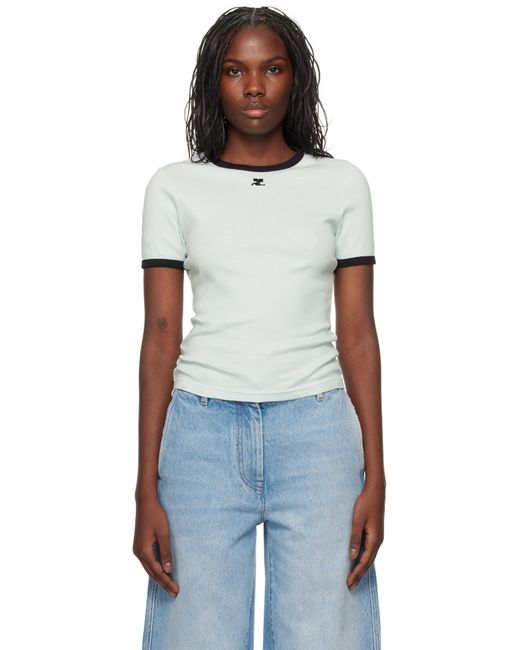 Courreges Black Off- Signature Contrast T-Shirt