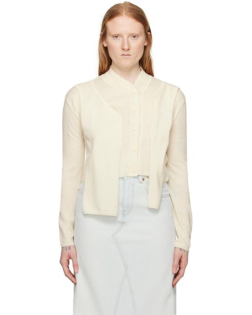 MM6 by Maison Martin Margiela Natural Off White Layered Cardigan