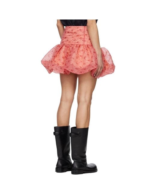 Ganni Red Shibori Organza Miniskirt