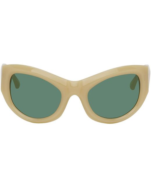 Dries Van Noten Green Ssense Exclusive Beige Linda Farrow Edition goggle Sunglasses