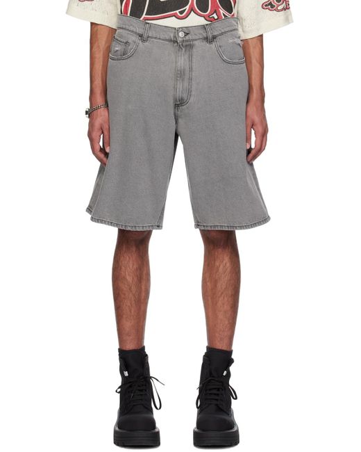 1017 ALYX 9SM Gray Distressed Carpenter Denim Shorts for men
