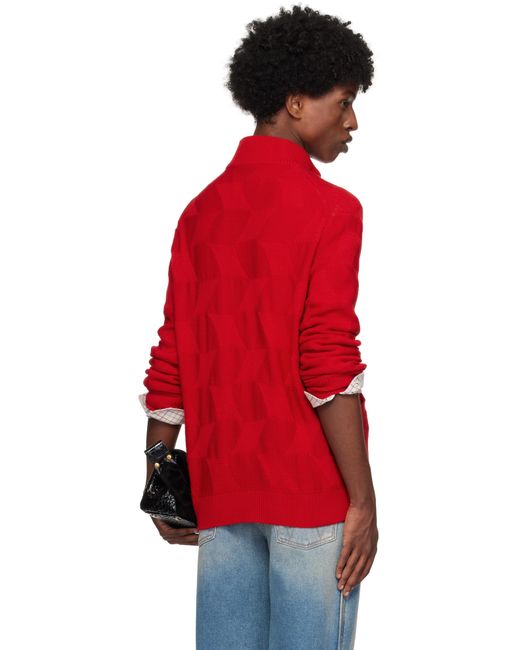 メンズ Vivienne Westwood レッド Fisherman ジップアップセーター Red