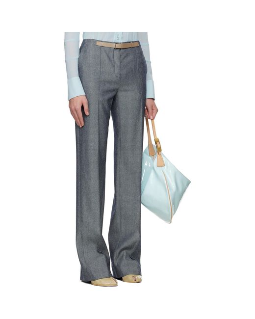 Tory Burch Blue High Waisted Wool Trousers