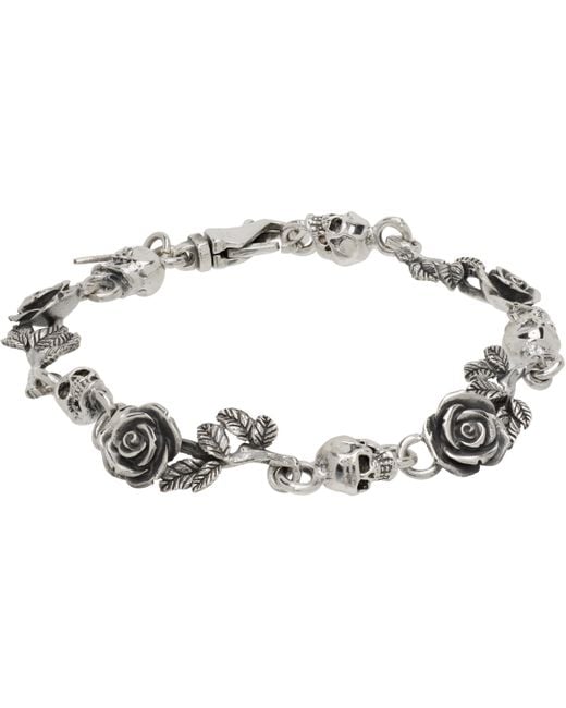 Emanuele Bicocchi Black Rose & Skull Bracelet for men