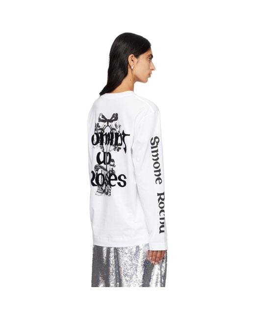 Simone Rocha White 'Coming Up Roses' Print Long Sleeve T-Shirt