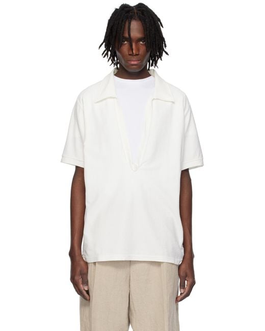 SOSHIOTSUKI White Dry Cotton Skipper Shirt for men