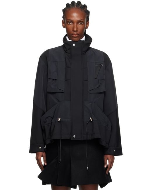 Sacai Black Suiting Bonding X Grosgrain Jacket
